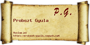 Probszt Gyula névjegykártya
